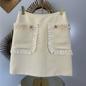 FENDI - Flowerland Ruffled Mini Skirt - Milk White